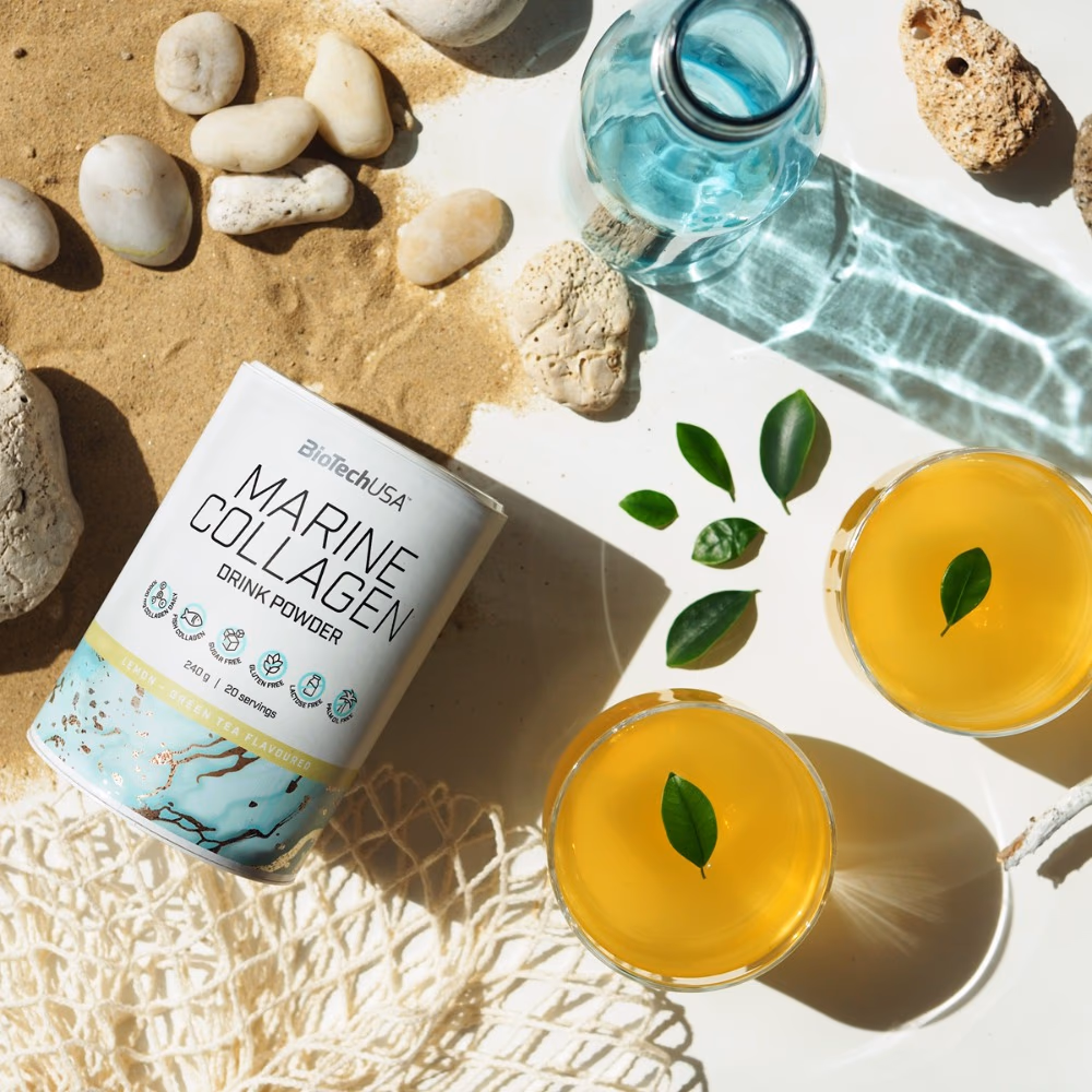 BioTechUSA Marine Collagen Powder Lemon Green Tea 240g: Hydrolyzed Collagen for Skin, Hair & Joint Support 4