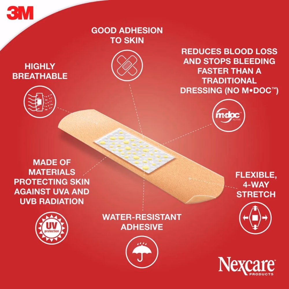 3M Nexcare Blood Stop Fabric Bandages - Assorted Size - 14 Bandages 4