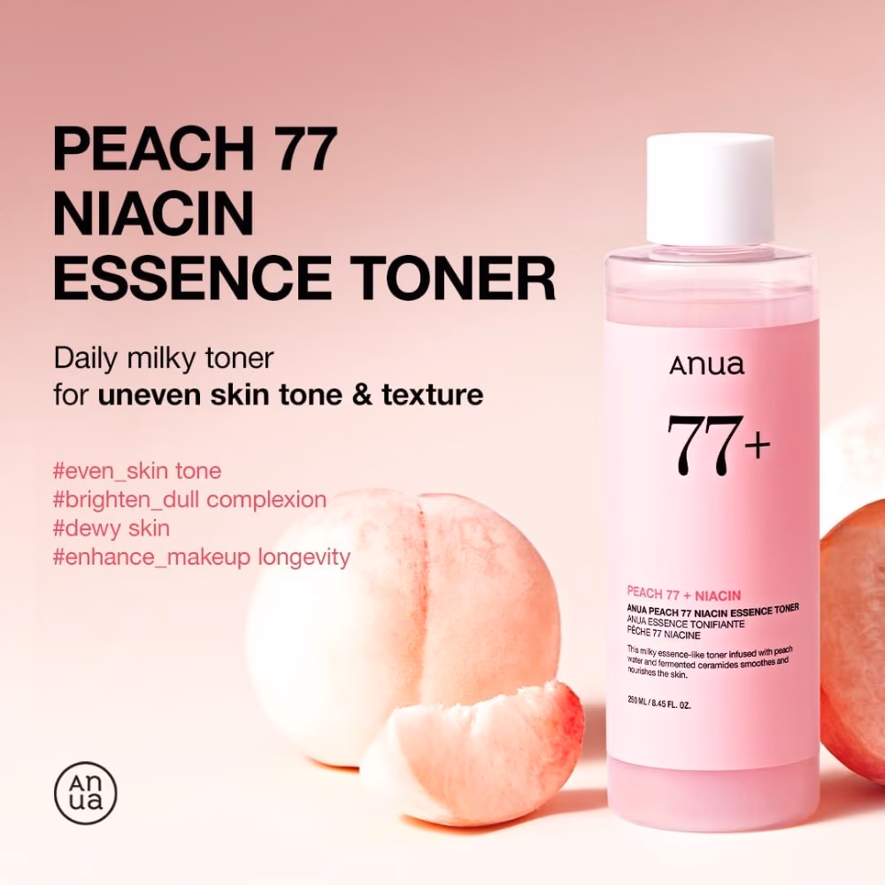 Anua Peach 77 Niacin Essence Toner 250ml - Hydrating Toner With 77% Peach And Niacinamide To Brighten Skin. 4