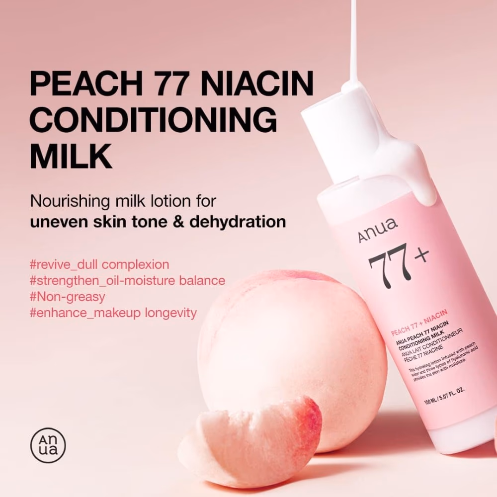 Anua Peach 77 Niacin Conditioning Milk 150ml - Light Moisturizing Milk With 77% Peach Extract And Niacinamide To Brighten And Nourish. 4