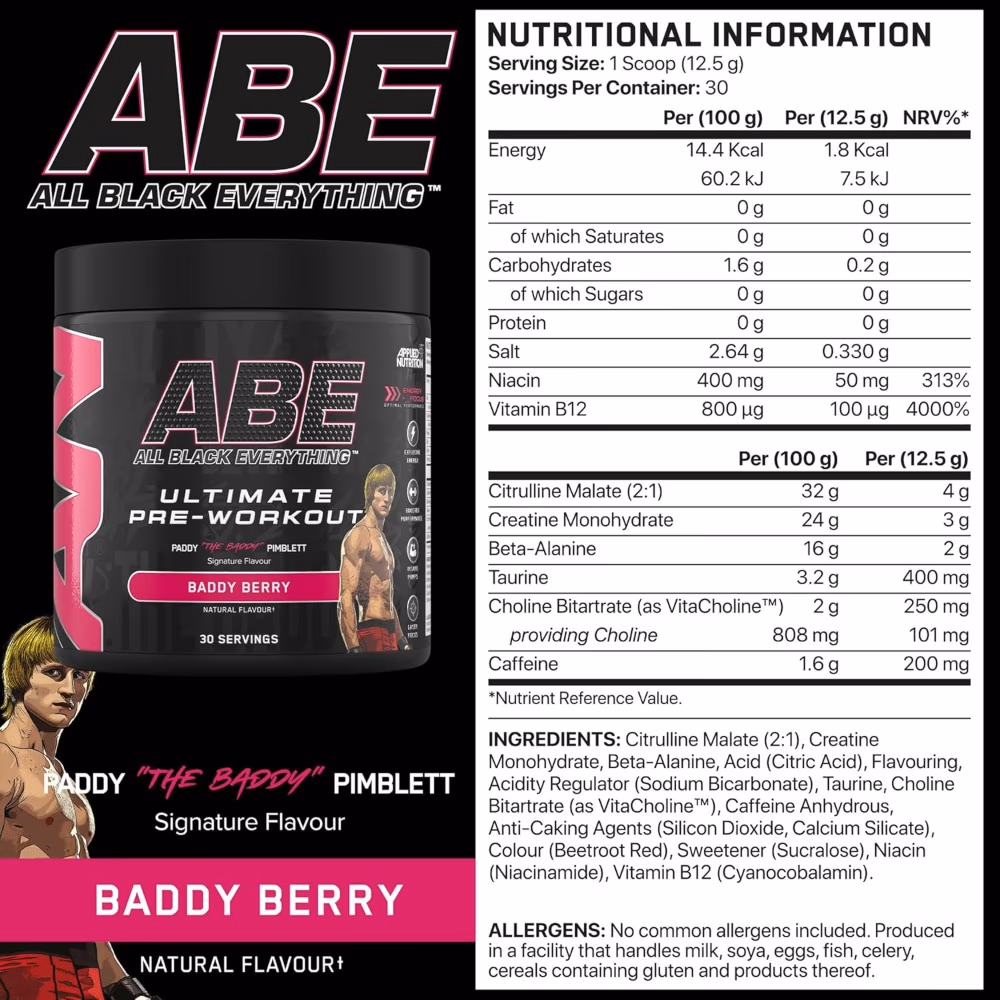 Applied Nutrition ABE Pre-workout Baddy Berry Flavor 315gm 3
