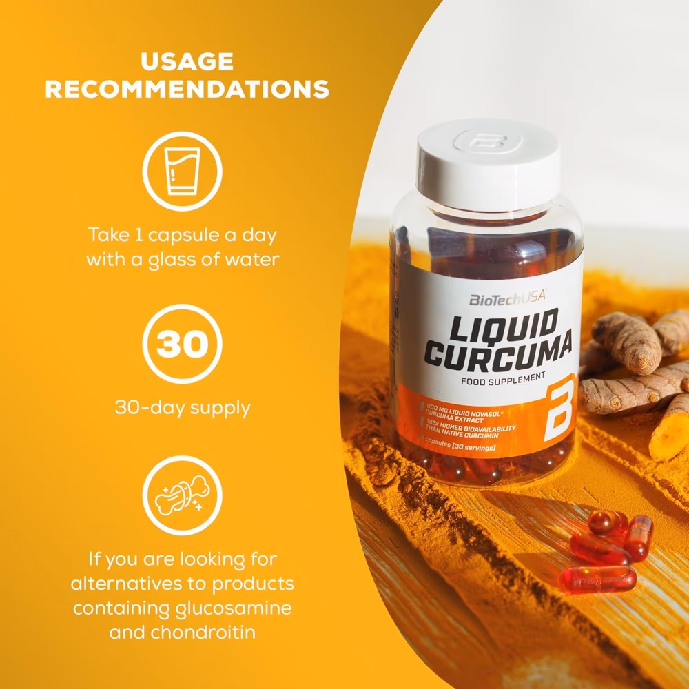 BioTechUSA Liquid Curcuma 30 Capsules: Turmeric Extract with Enhanced Absorption for Joint & Immune Support 6