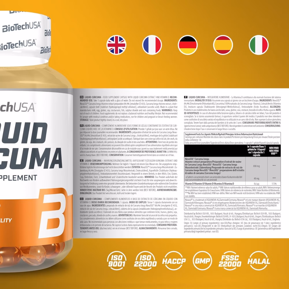 BioTechUSA Liquid Curcuma 30 Capsules: Turmeric Extract with Enhanced Absorption for Joint & Immune Support 5