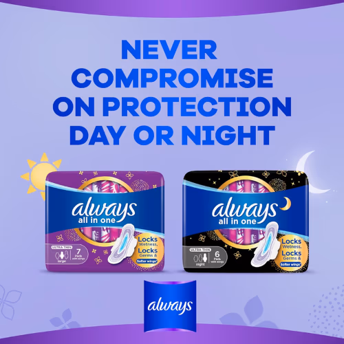 Always All In One Ultra Thin Night Sanitary Pads with Wings 12s 3