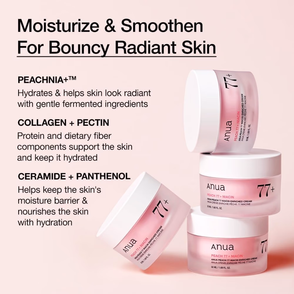 Anua Peach 77 Niacin Enriched Cream 50ml - Nourishing Cream With 77% Peach Extract And Niacinamide To Brighten And Hydrate. 4