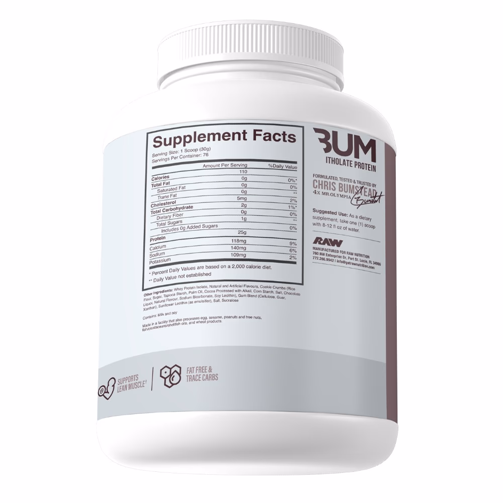 Raw Cbum Itholate Protein Cookies And Cream 2.2kg 2