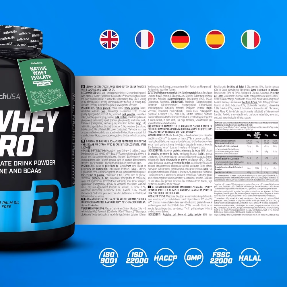 BioTechUSA Iso Whey Zero Vanilla 2270g: Lactose-Free Whey Protein Isolate 7
