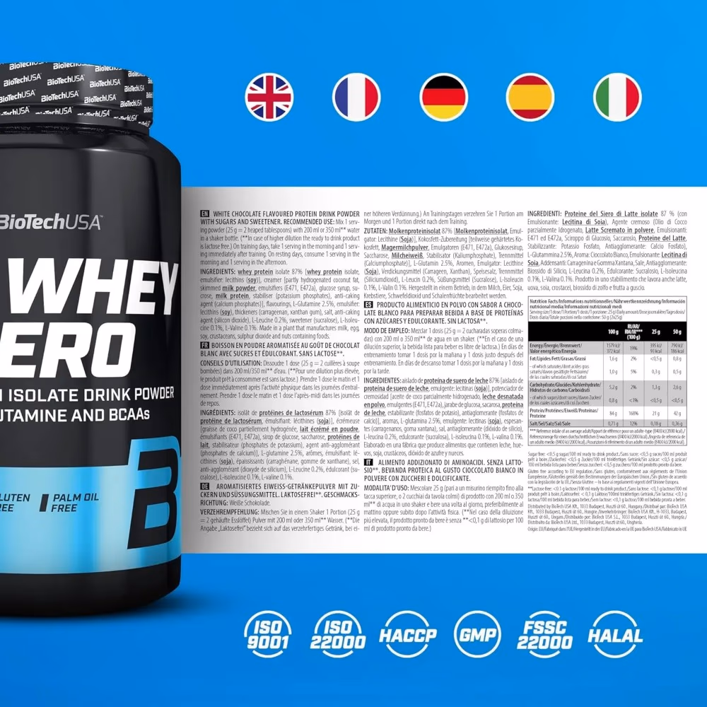 BioTechUSA Iso Whey Zero Tiramisu 908g – Lactose-Free Whey Protein Isolate 5