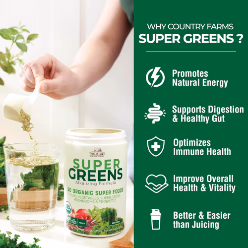 Country Farms Super Greens Superfood Powder, 20 Servings (Unflavored) 3