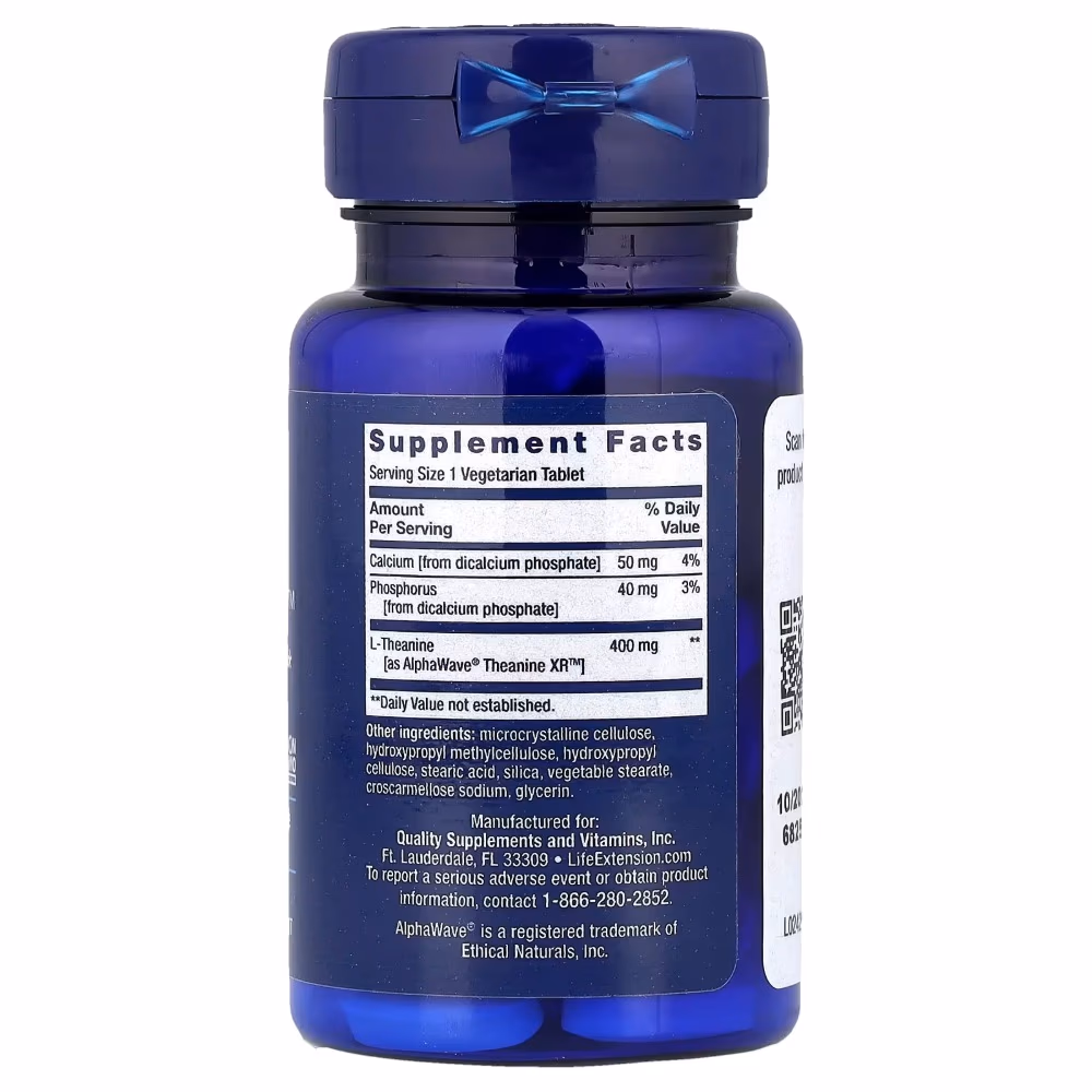 Life Extention Theanine XR Stress Relief 30 Veg Tablets 2