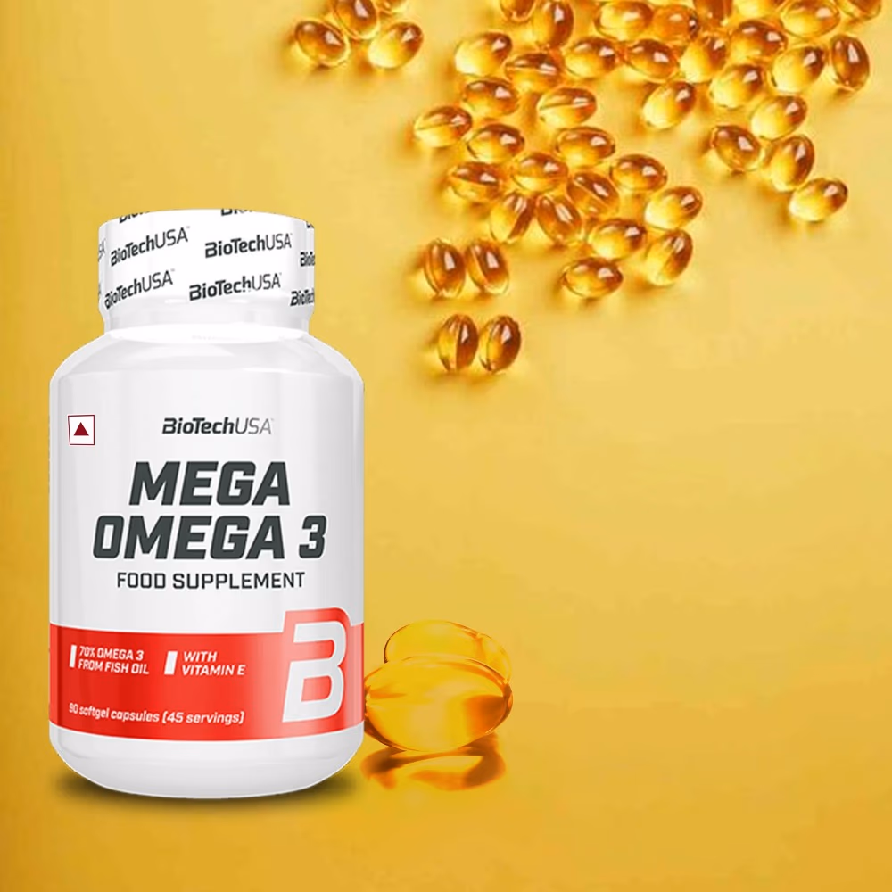 BioTechUSA Mega Omega 3 90 Capsules: High-Potency Fish Oil for Heart, Brain & Joint Health 3