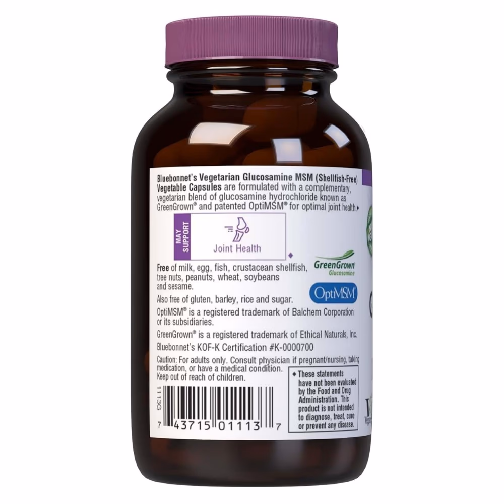 Bluebonnet Vegetarian Glucosamine MSM 60 Veg Caps 3