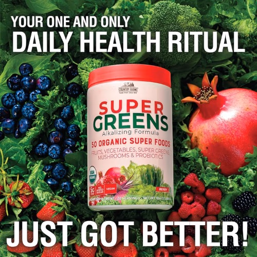 Country Farms Super Greens Superfood Powder (Berry Flavor) - 300g 3