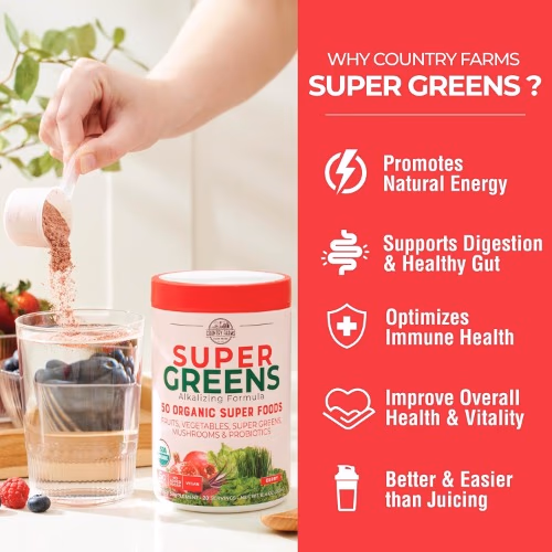 Country Farms Super Greens Superfood Powder (Berry Flavor) - 300g 2