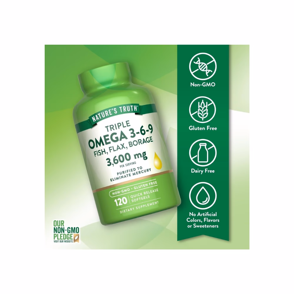 Nature's Truth Triple Omega-3-6-9 3600mg -120 Softgels  4