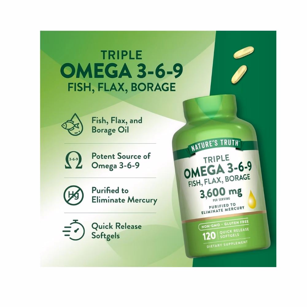 Nature's Truth Triple Omega-3-6-9 3600mg -120 Softgels  3