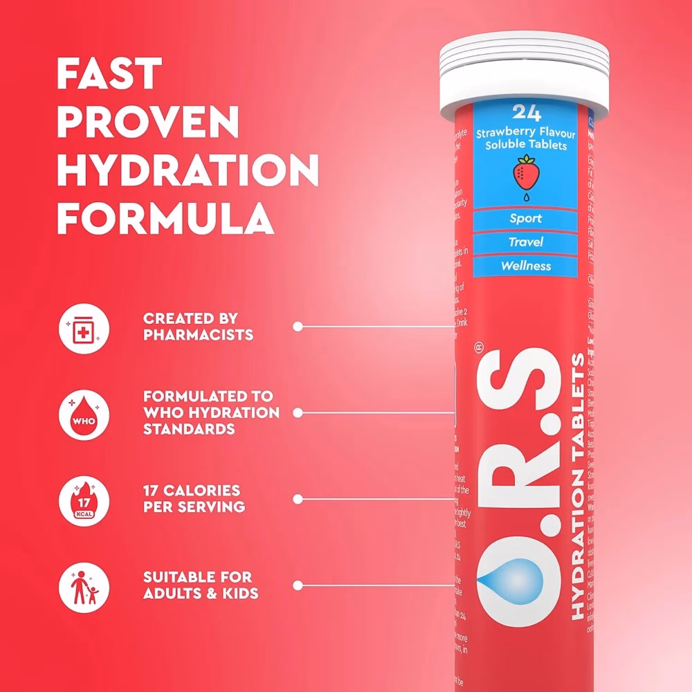 ORS Soluble Sports Hydration Tablets Strawberry Flavour - 24 Tablets 5