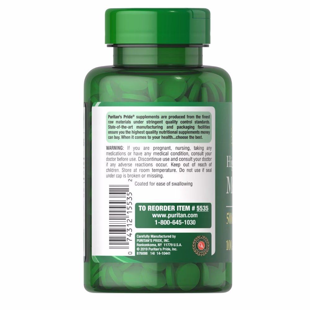Puritan's Pride Magnesium 500mg 100 Tabs 2
