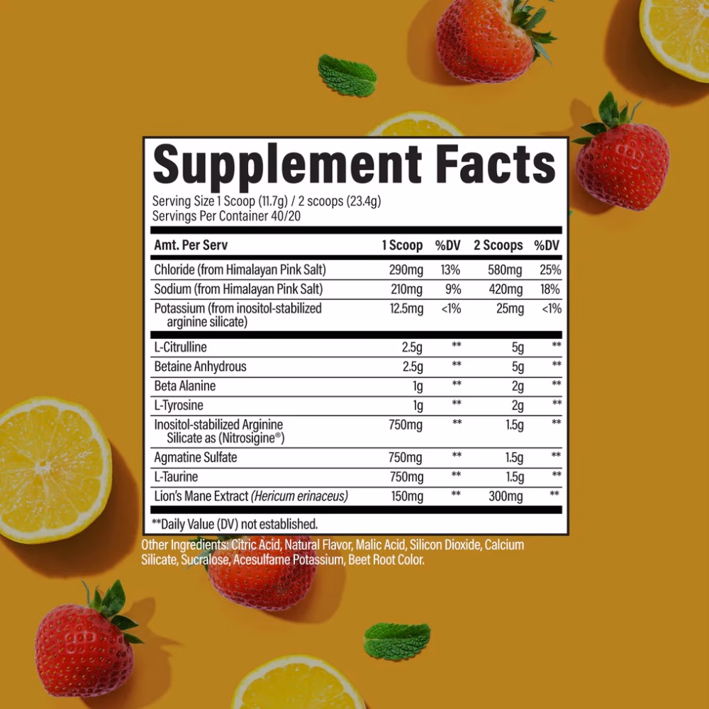 Raw Pump Non-Stimulant Pre Workout Strawberry Lemonade, 40 Servings 2