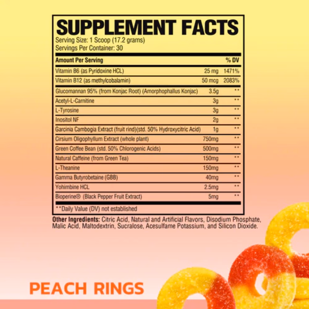 Raw Burn Thermogenic PowderPeach Rings 516g  3