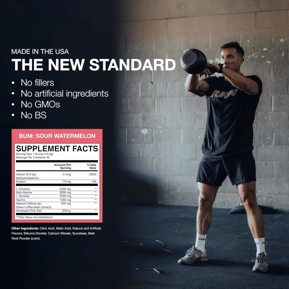 Raw Bum Essential Pre Workout Watermelon 405g 4