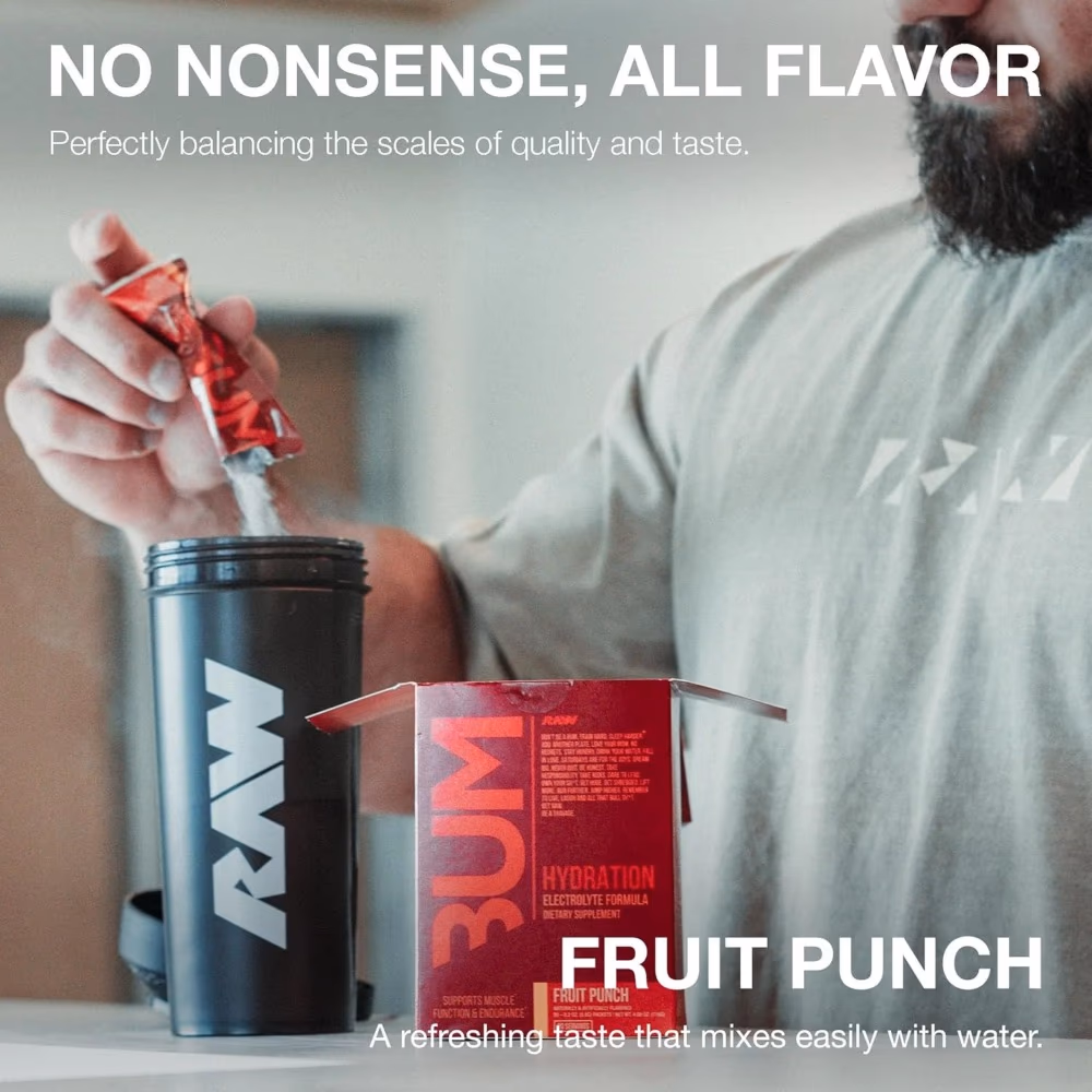 Raw Bum Hydration Powder Fruit Punch -20 Sachets 3