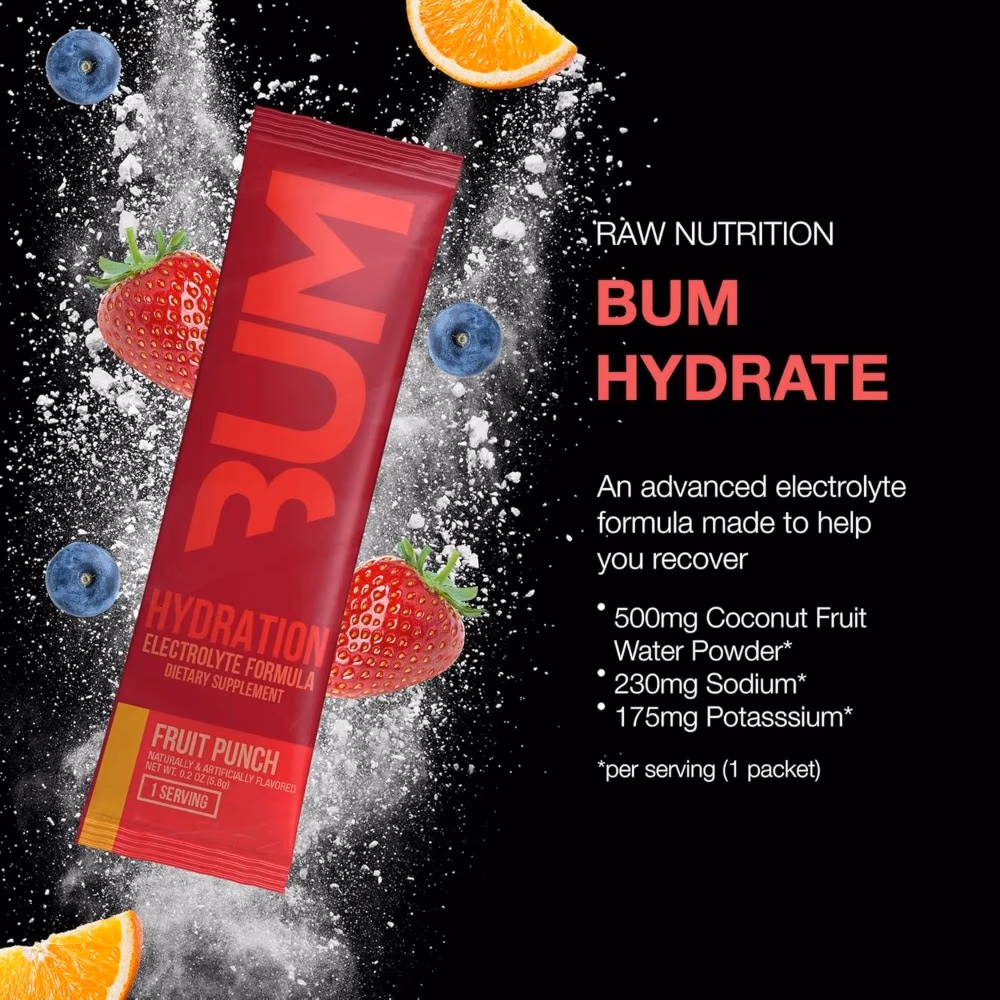 Raw Bum Hydration Powder Fruit Punch -20 Sachets 4
