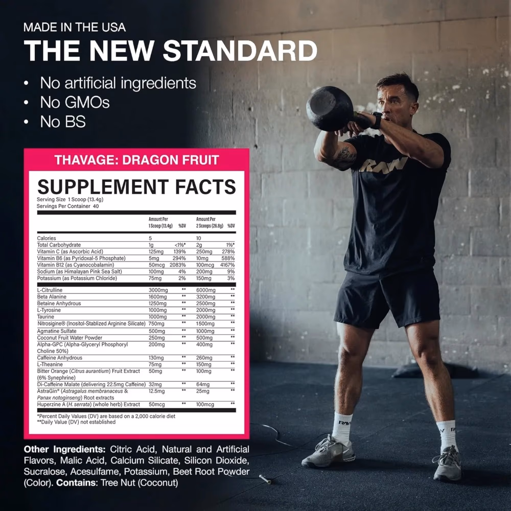 Raw Cbum Thavage Pre-Work Out Dragon Fruit 532gm 3