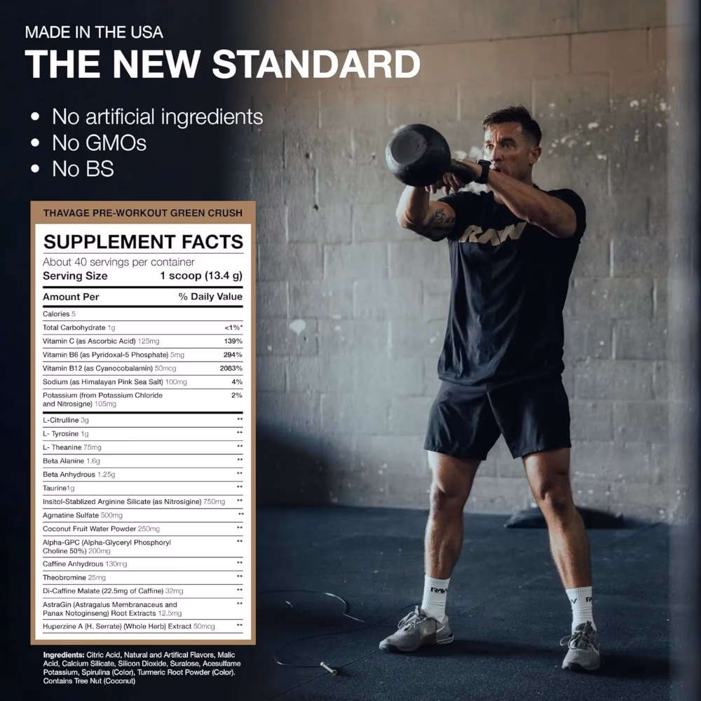 Raw Cbum Thavage Pre Work Out Green Crush 520Gm 3