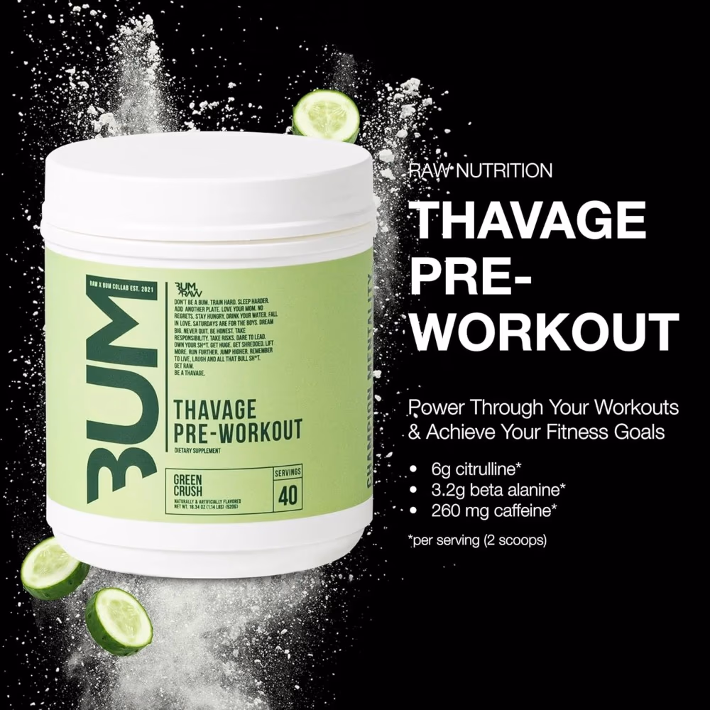 Raw Cbum Thavage Pre Work Out Green Crush 520Gm 4