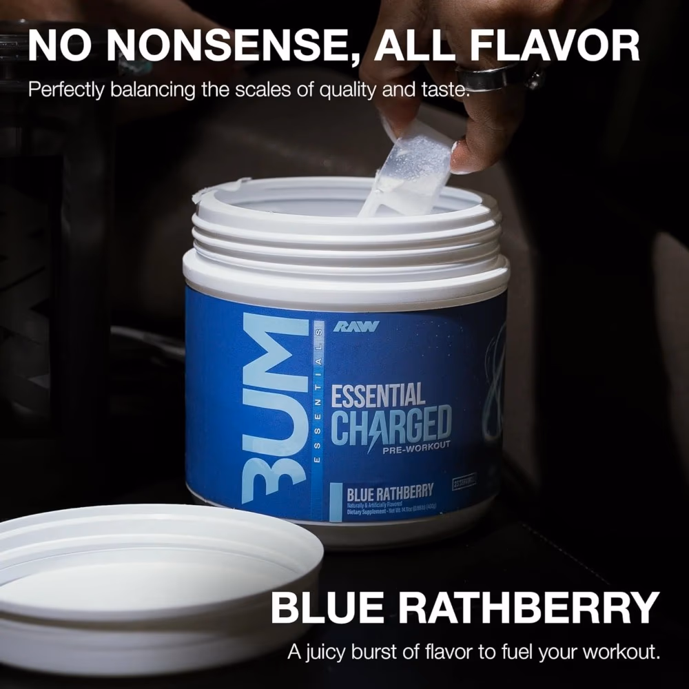 Raw Essential Charged Pre Work Out Blue Rathberry 5