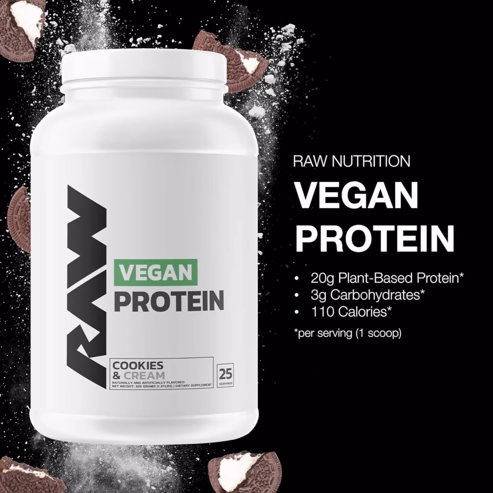 Raw Vegan Protein Cookies & Cream 825 Gm + Free Shaker  5