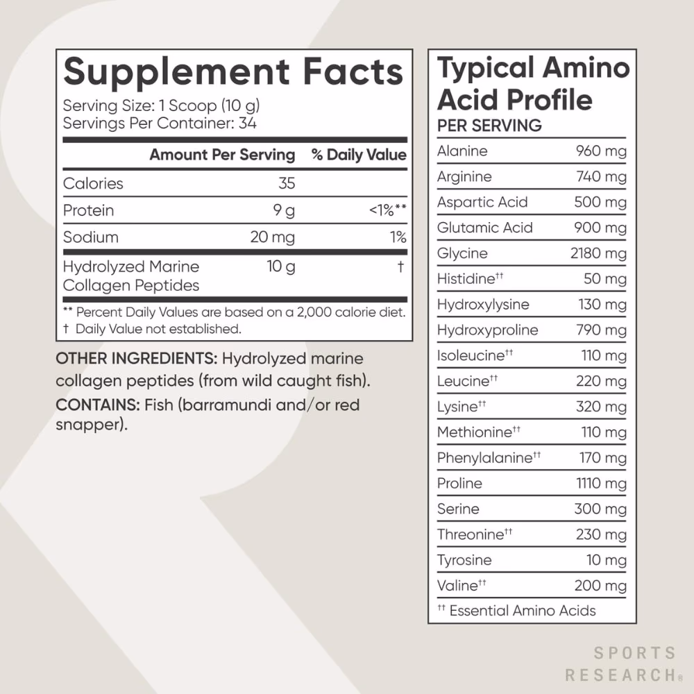 Sports Research Marine Collagen Peptides Unflavored 340g 4