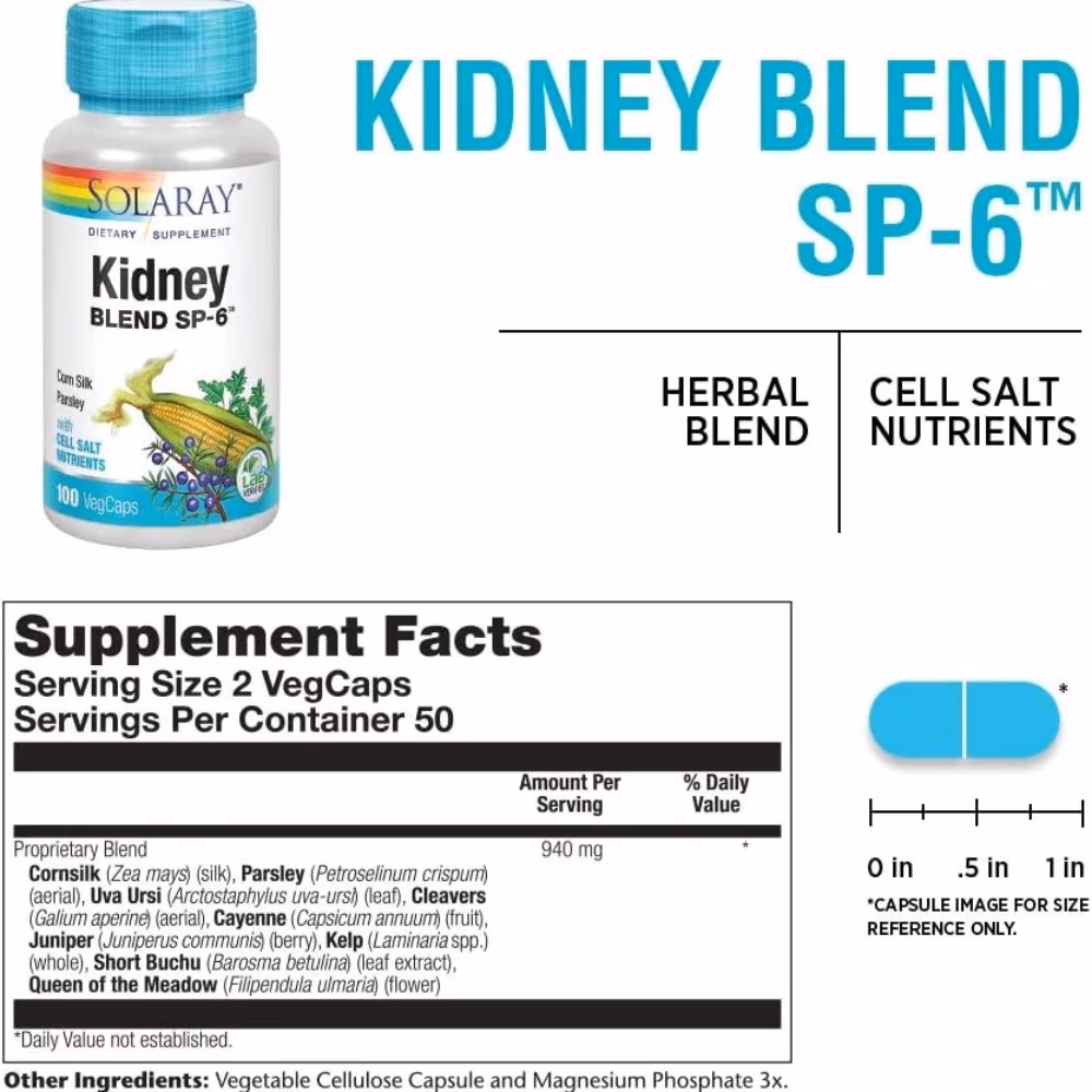 Solaray Kidney Blend 940mg-100 Capsules 3