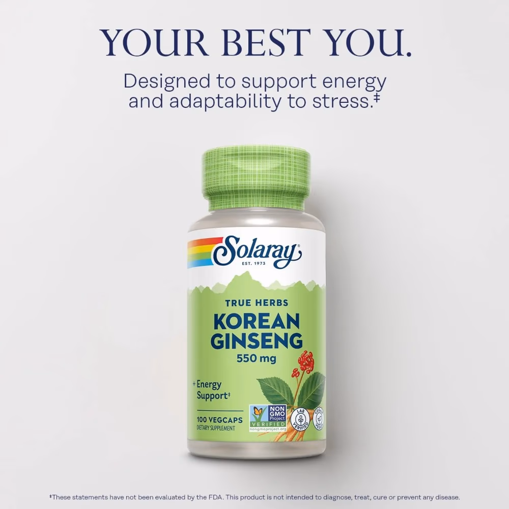 Solaray Korean Gingseng 550mg Veg 100 Capsules 3