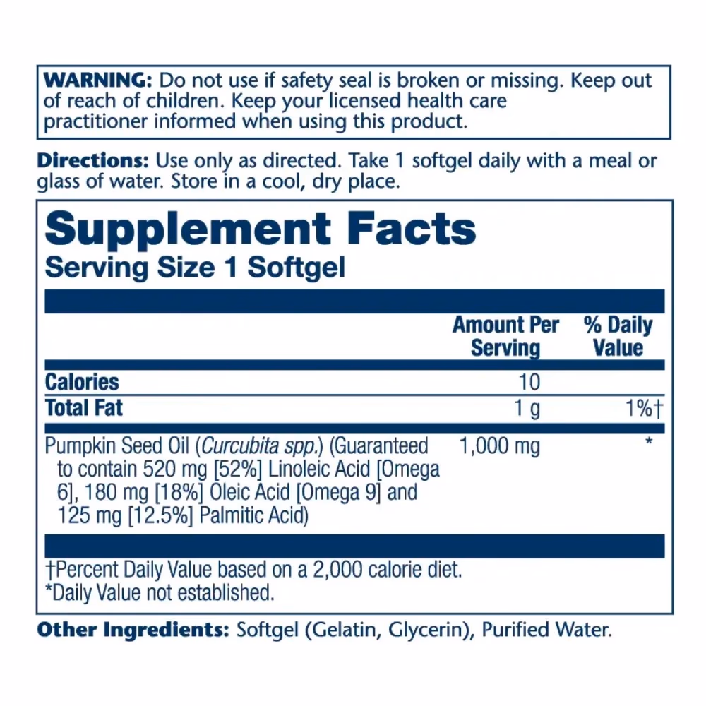 Solaray Pumpkin Seed Oil 1000mg -90 Softgels 2