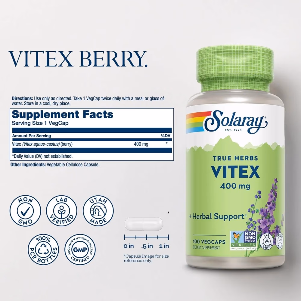 Solaray Vitex 400mg-100 Capsules 3