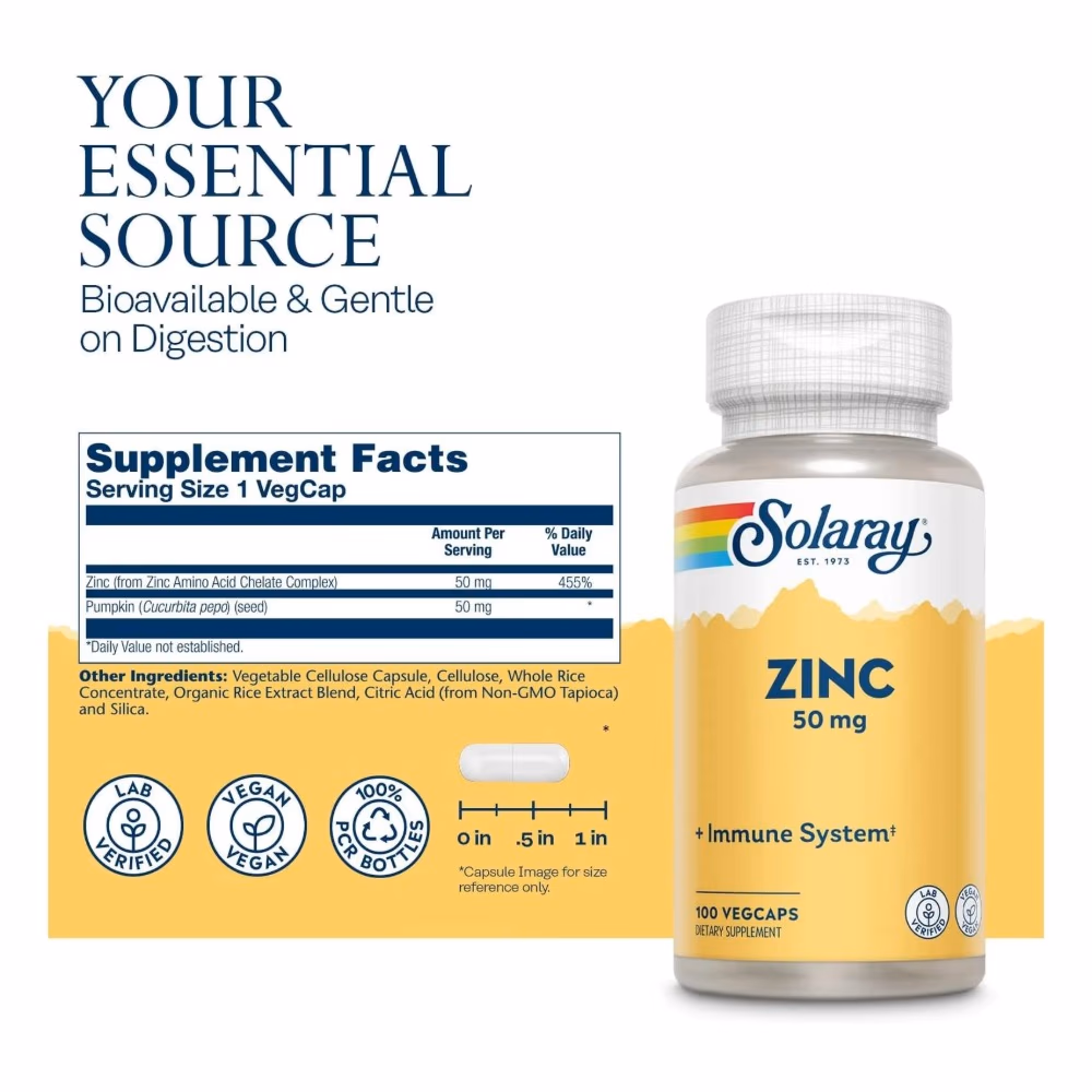 Solaray Zinc 50mg-100 Capsules 2