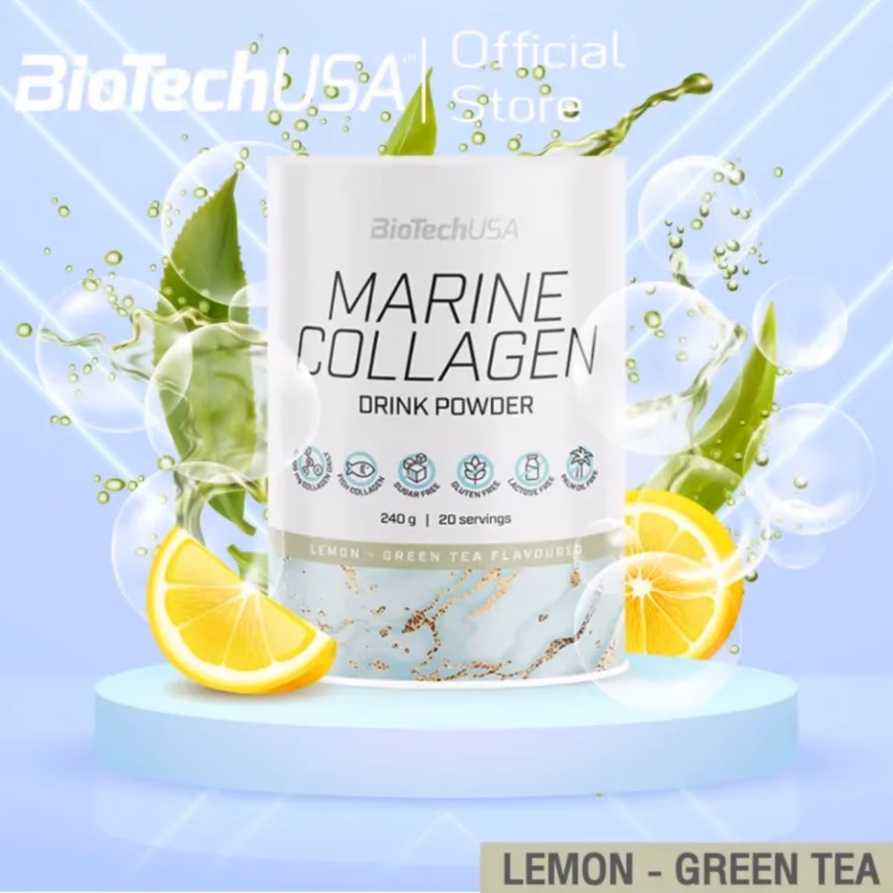 BioTechUSA Marine Collagen Powder Lemon Green Tea 240g: Hydrolyzed Collagen for Skin, Hair & Joint Support 3