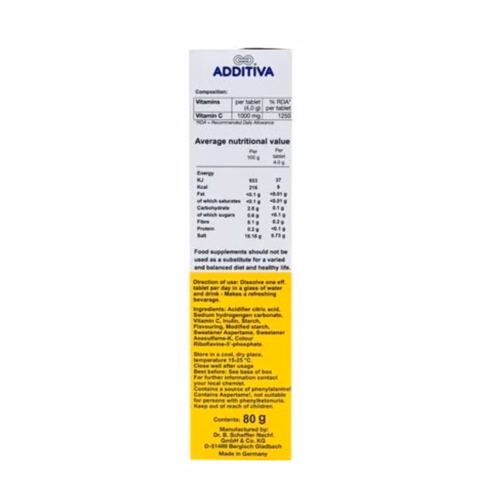 Additiva Vitamin C 1000mg Lemon Effervescent Tablets 20 Sachets 2