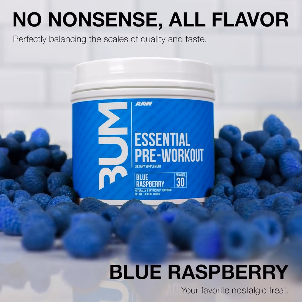 Raw Bum Essential Pre Workout Blue Raspberry 405g 3