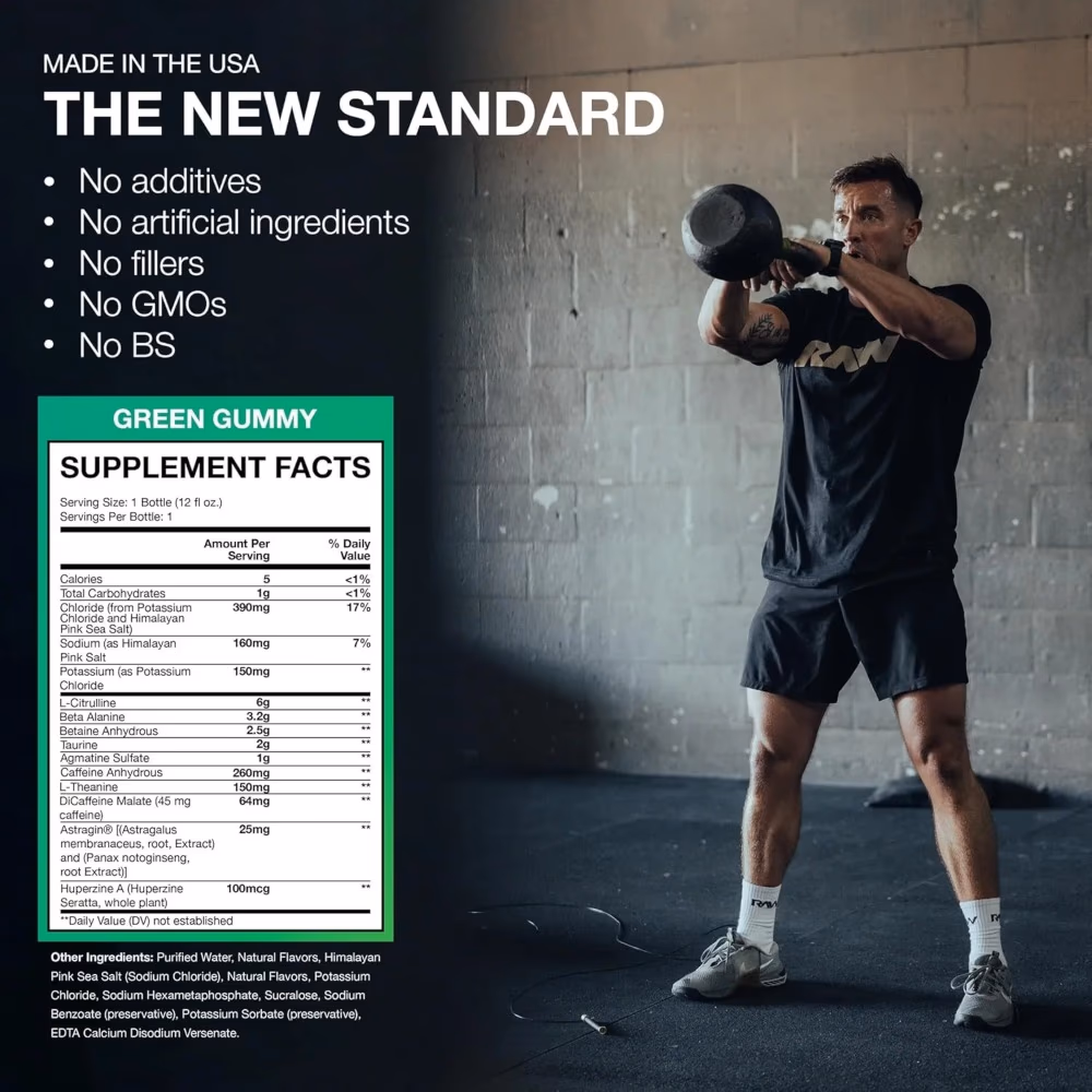 Raw Bum Thavage Pre Workout Ready to Drink Green Gummy 355ml 3