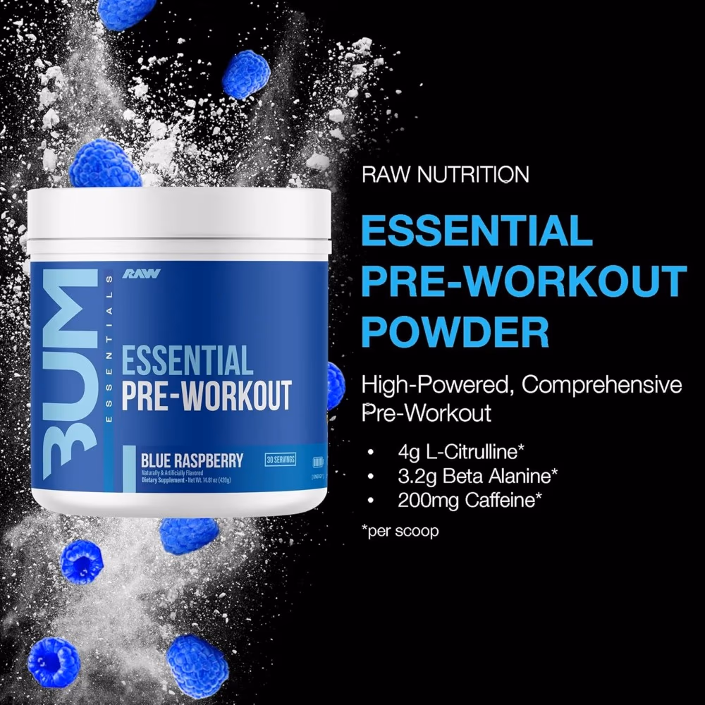 Raw Bum Essential Pre Workout Blue Raspberry 405g 4