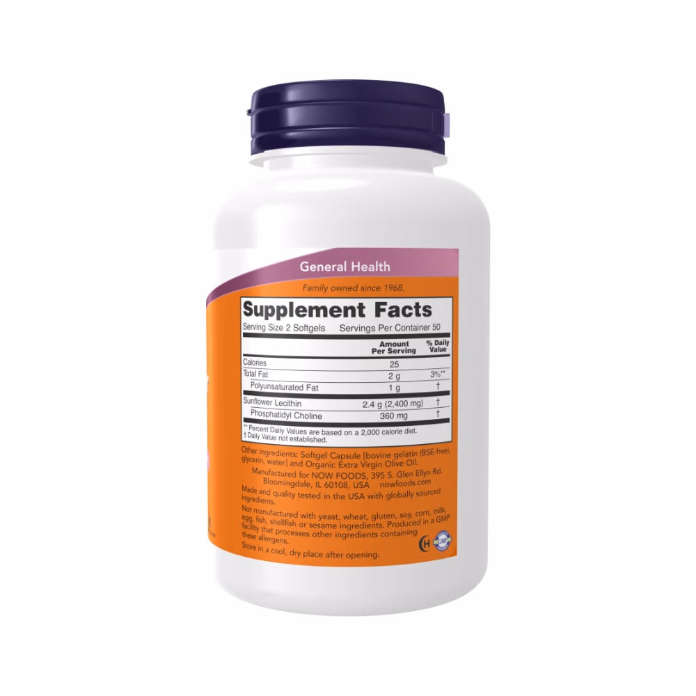 NOW Sunflower Lecithin 1200mg 200 Softgels 3