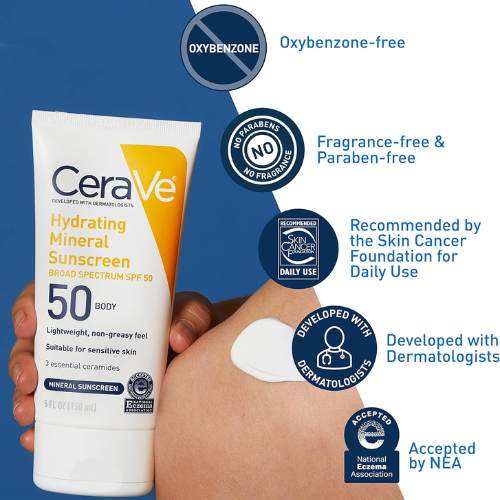 Cerave Hydrating Mineral Sunscreen Spf-50 150Ml 5