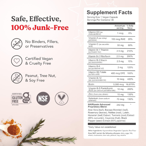 Hairtamin Advanced Formula 30 Vegan Capsules 2