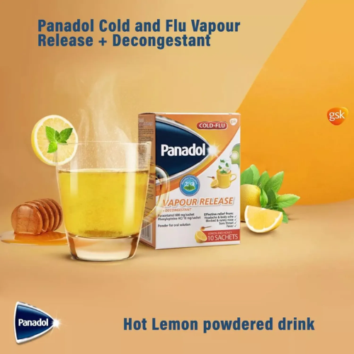 Panadol Cold And Flu Vapour Release Hot Lemon & Honey - 10 Sachets 3