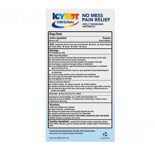 Icy Hot No mess Pain Relief Roll On 73Ml 3